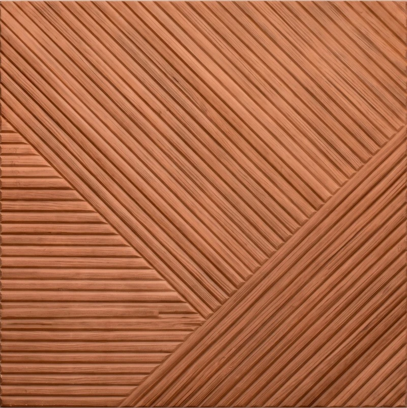 Painéal Teak Chevron Teak PET Grooved 3D Wonear 3D-Priontáilte